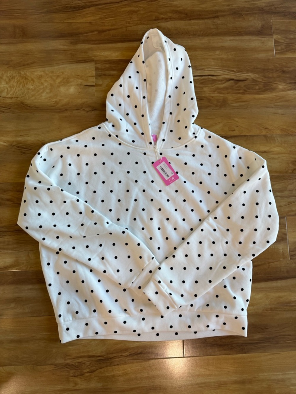 Edikted White Hooded Polka Dot Pullover NWT